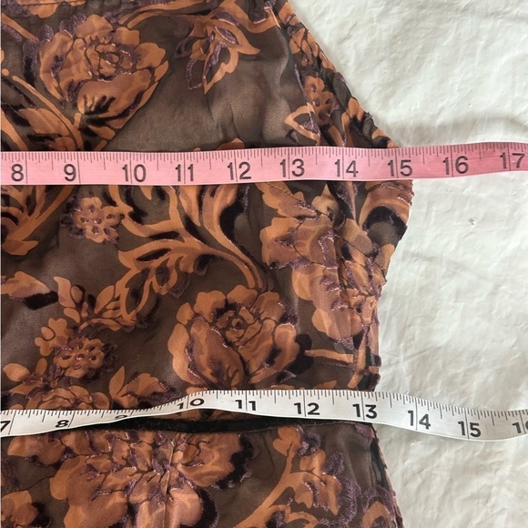 Y2K Brown Velvet Burnout Midi Dress Size S Fairy Grunge - Picture 10 of 13